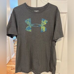 Under Armour Charcoal Tee with Blue and Yellow Logo